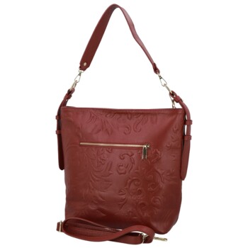 Dámska kožená kabelka do ruky tmavo červená - Delami Vera Pelle Moshe