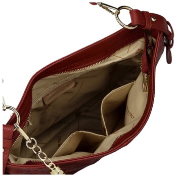 Dámska kožená kabelka do ruky tmavo červená - Delami Vera Pelle Moshe