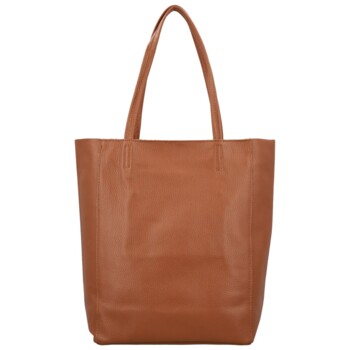 Dámska kožená kabelka na rameno koňaková - Delami Vera Pelle Saniela