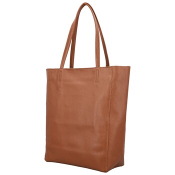 Dámska kožená kabelka na rameno koňaková - Delami Vera Pelle Saniela