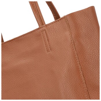 Dámska kožená kabelka na rameno koňaková - Delami Vera Pelle Saniela