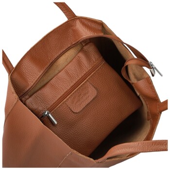 Dámska kožená kabelka na rameno koňaková - Delami Vera Pelle Saniela