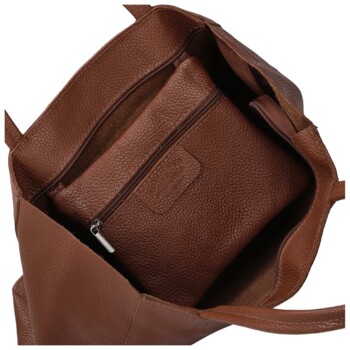 Dámska kožená kabelka na rameno hnedá - Delami Vera Pelle Saniela