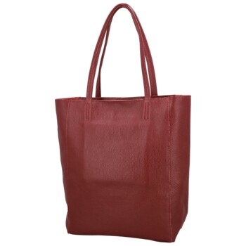 Dámska kožená kabelka na rameno tmavo červená - Delami Vera Pelle Saniela