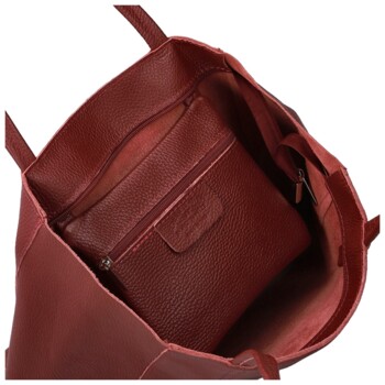 Dámska kožená kabelka na rameno tmavo červená - Delami Vera Pelle Saniela