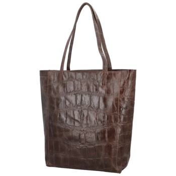 Dámska kožená kabelka na rameno tmavo hnedá - Delami Vera Pelle Rista