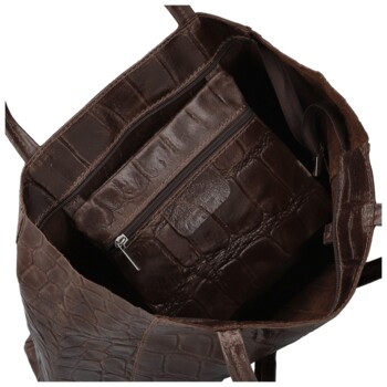 Dámska kožená kabelka na rameno tmavo hnedá - Delami Vera Pelle Rista