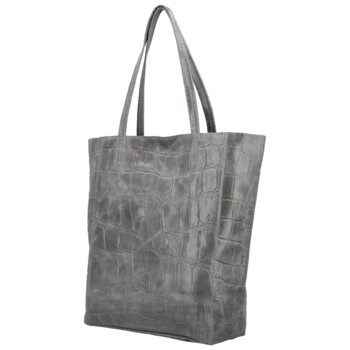 Dámska kožená kabelka na rameno šedá - Delami Vera Pelle Rista