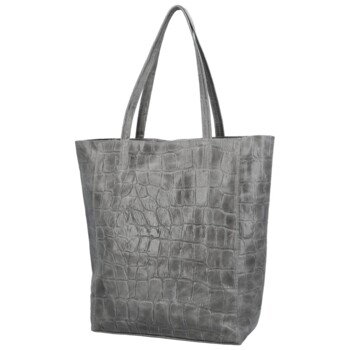 Dámska kožená kabelka na rameno šedá - Delami Vera Pelle Rista