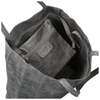 Dámska kožená kabelka na rameno šedá - Delami Vera Pelle Rista