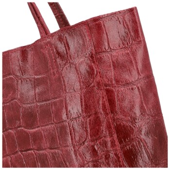 Dámska kožená kabelka na rameno tmavo červená - Delami Vera Pelle Rista