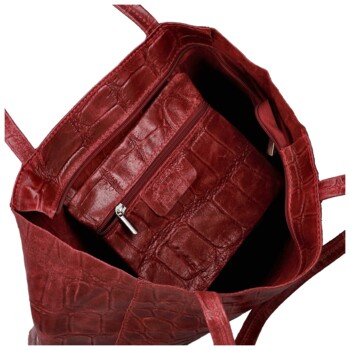 Dámska kožená kabelka na rameno tmavo červená - Delami Vera Pelle Rista