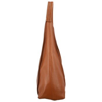 Dámska kožená kabelka na rameno koňaková - Delami Vera Pelle Blanca