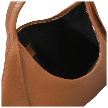 Dámska kožená kabelka na rameno koňaková - Delami Vera Pelle Blanca