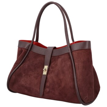 Dámska kožená kabelka na rameno tmavo vínová - Delami Vera Pelle Haylee