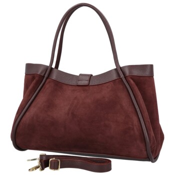 Dámska kožená kabelka na rameno tmavo vínová - Delami Vera Pelle Haylee