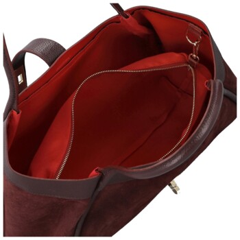 Dámska kožená kabelka na rameno tmavo vínová - Delami Vera Pelle Haylee