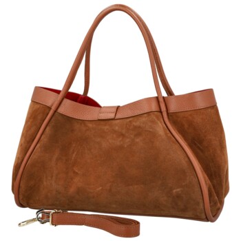 Dámska kožená kabelka na rameno koňaková - Delami Vera Pelle Haylee