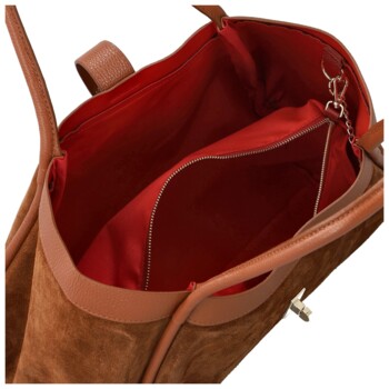 Dámska kožená kabelka na rameno koňaková - Delami Vera Pelle Haylee