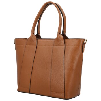 Dámska kožená kabelka na rameno koňaková - Delami Vera Pelle Nadiya