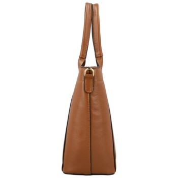 Dámska kožená kabelka na rameno koňaková - Delami Vera Pelle Nadiya