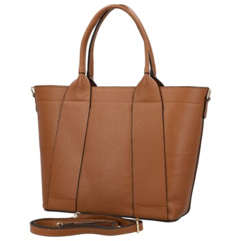 Dámska kožená kabelka na rameno koňaková - Delami Vera Pelle Nadiya