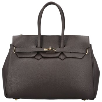 Dámska kožená kabelka na rameno tmavo hnedá - Delami Vera Pelle Klarista