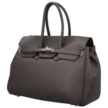 Dámska kožená kabelka na rameno tmavo hnedá - Delami Vera Pelle Klarista