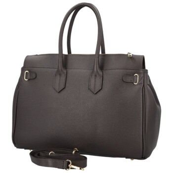 Dámska kožená kabelka na rameno tmavo hnedá - Delami Vera Pelle Klarista