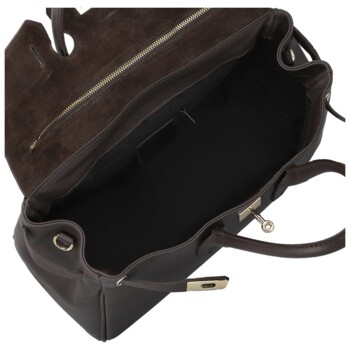 Dámska kožená kabelka na rameno tmavo hnedá - Delami Vera Pelle Klarista