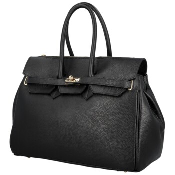 Dámska kožená kabelka na rameno čierna - Delami Vera Pelle Klarista