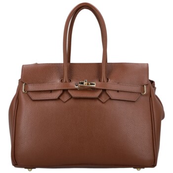 Dámska kožená kabelka na rameno hnedá - Delami Vera Pelle Klarista