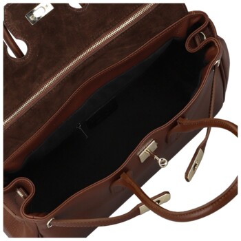 Dámska kožená kabelka na rameno hnedá - Delami Vera Pelle Klarista