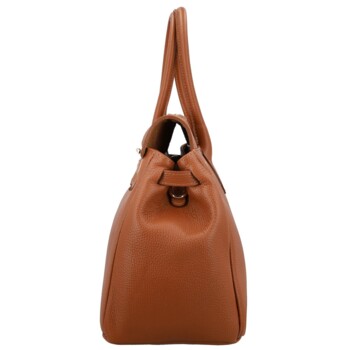 Dámska kožená kabelka na rameno koňaková - Delami Vera Pelle Klarista