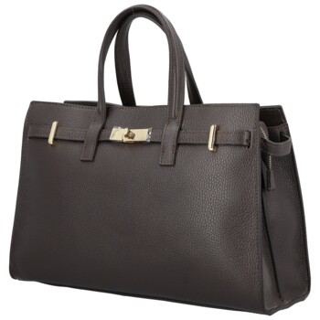 Dámska kožená kabelka do ruky tmavo hnedá - Delami Vera Pelle Safieh