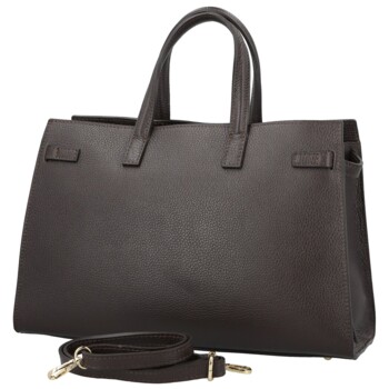 Dámska kožená kabelka do ruky tmavo hnedá - Delami Vera Pelle Safieh