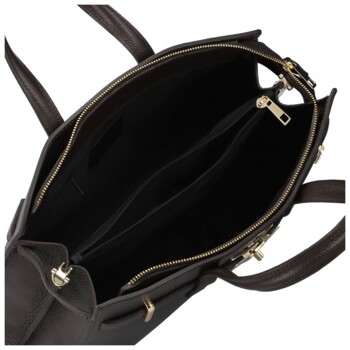 Dámska kožená kabelka do ruky tmavo hnedá - Delami Vera Pelle Safieh