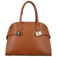 Dámska kožená kabelka do ruky koňaková - Delami Vera Pelle Seia