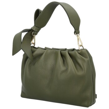 Dámska kožená kabelka do ruky tmavo zelená - Delami Vera Pelle Elena