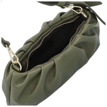 Dámska kožená kabelka do ruky tmavo zelená - Delami Vera Pelle Elena