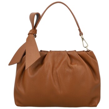 Dámska kožená kabelka do ruky koňaková - Delami Vera Pelle Elena