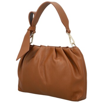 Dámska kožená kabelka do ruky koňaková - Delami Vera Pelle Elena