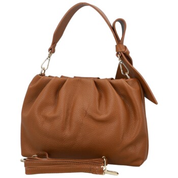 Dámska kožená kabelka do ruky koňaková - Delami Vera Pelle Elena