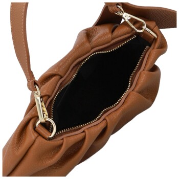 Dámska kožená kabelka do ruky koňaková - Delami Vera Pelle Elena