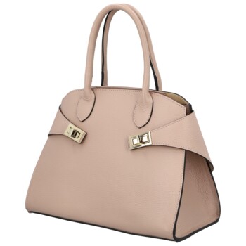 Dámska kožená kabelka do ruky ružová - Delami Vera Pelle Seia