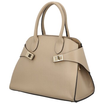 Dámska kožená kabelka do ruky béžová - Delami Vera Pelle Seia