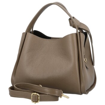 Dámska kožená kabelka do ruky taupe - Delami Vera Pelle Mija