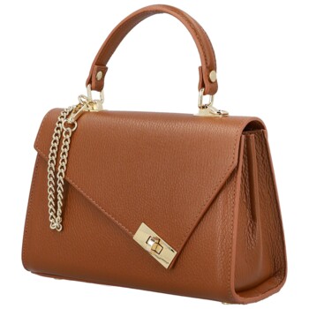 Dámska kožená kabelka do ruky koňaková - Delami Vera Pelle Melania