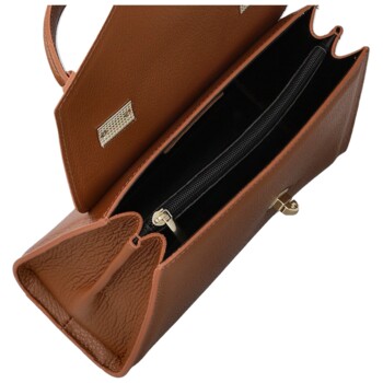 Dámska kožená kabelka do ruky koňaková - Delami Vera Pelle Melania