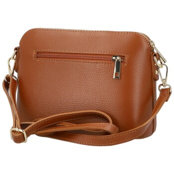 Dámska kožená crossbody kabelka koňaková - Delami Vera Pelle Gosslin